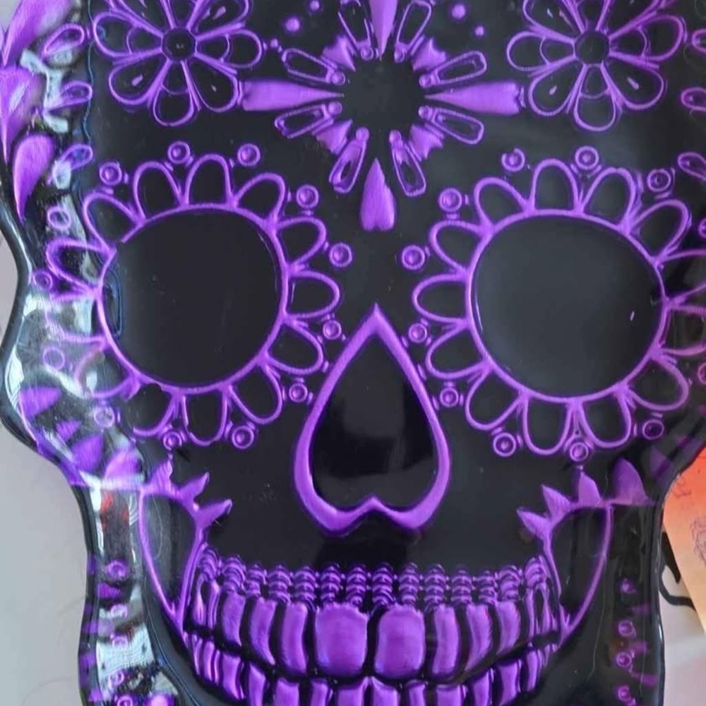 Purple and Black Sugar Skull Decor